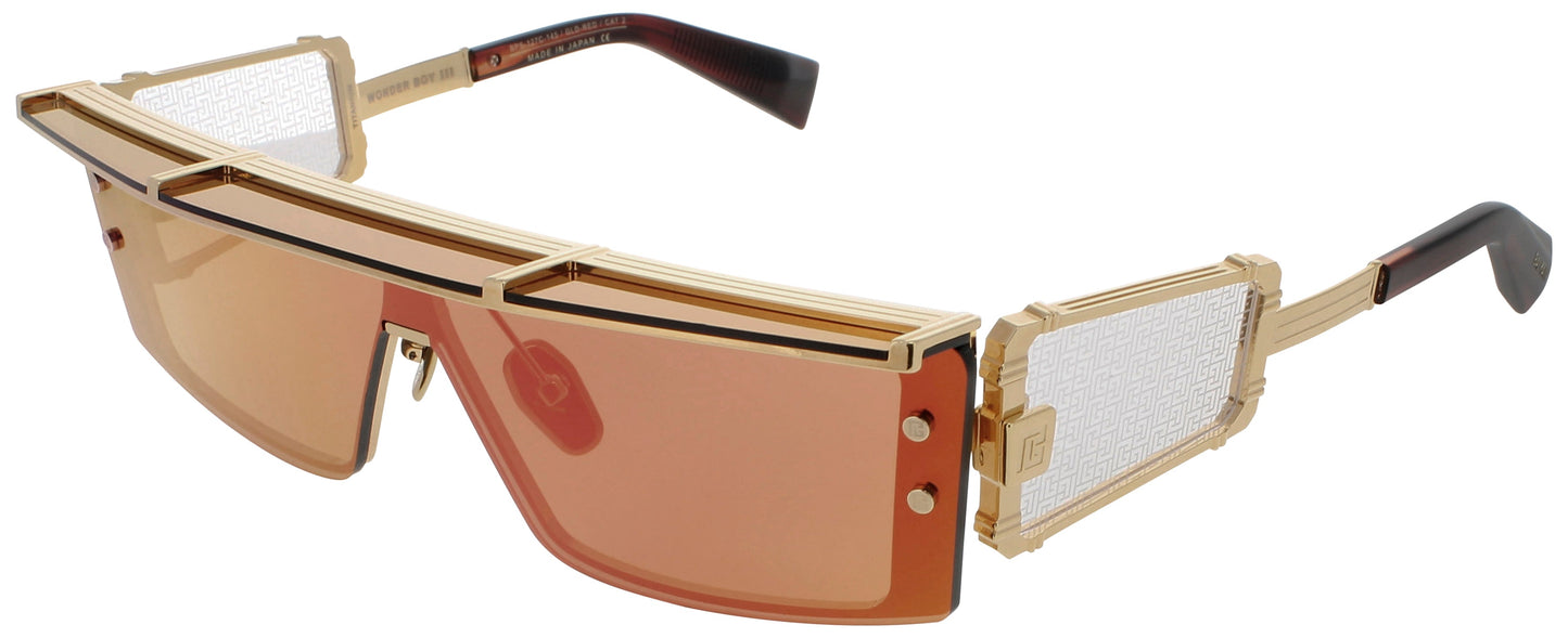 BALMAIN WONDERBOY-III Frame GOLD/RED SWIRL Lens RED MIRROR