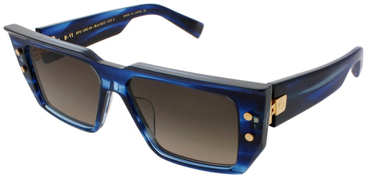 BALMAIN B-VI Frame BLUE SWIRL/GOLD Lens DARK BROWN