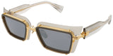 BALMAIN ADMIRABLE Frame GREY CRYSTAL W/ GOLD FLAKES Lens WHITE GOLD FLASH