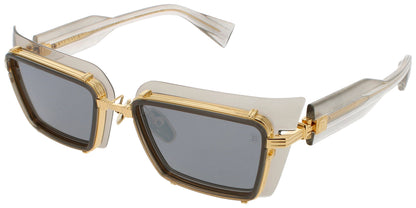 BALMAIN ADMIRABLE Frame GREY CRYSTAL W/ GOLD FLAKES Lens WHITE GOLD FLASH