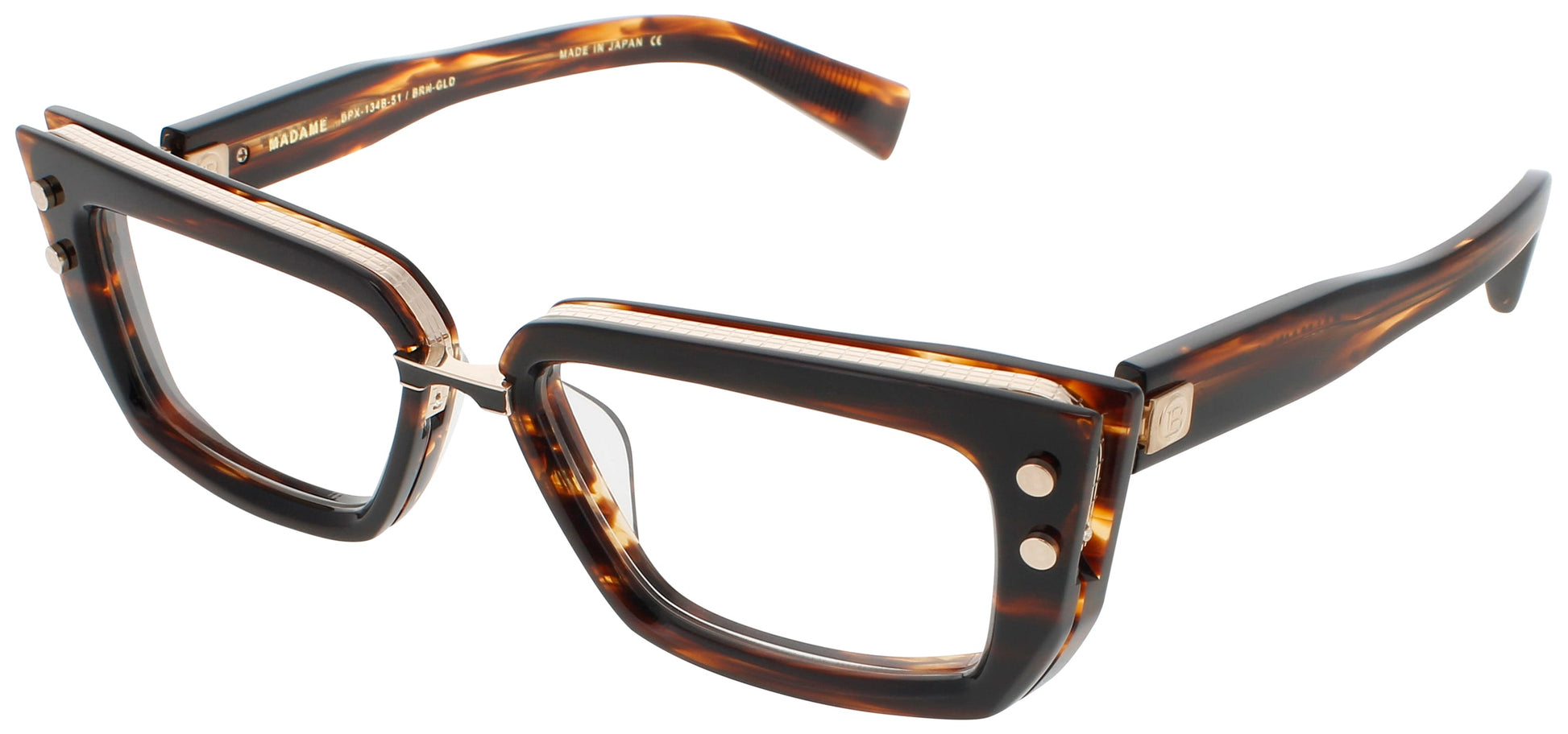 BALMAIN MADAME Frame BROWN SWIRL/WHITE GOLD Lens DEMO