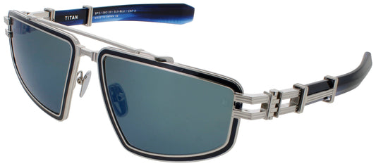 BALMAIN TITAN Frame BRUSHED SILVER/BLUE SWIRL Lens BLUE MIRROR