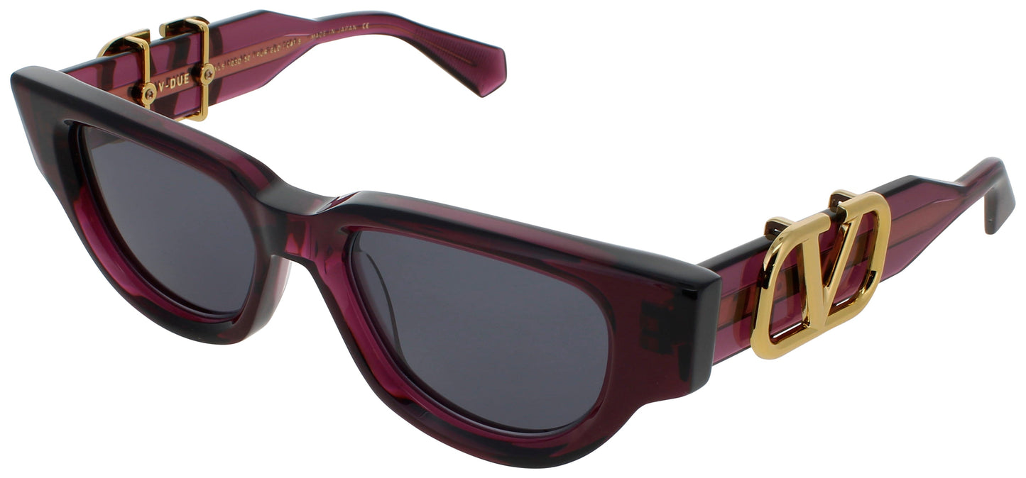 VALENTINO V-DUE Frame CRYSTAL PURPLE/YELLOW GOLD Lens DARK GREY