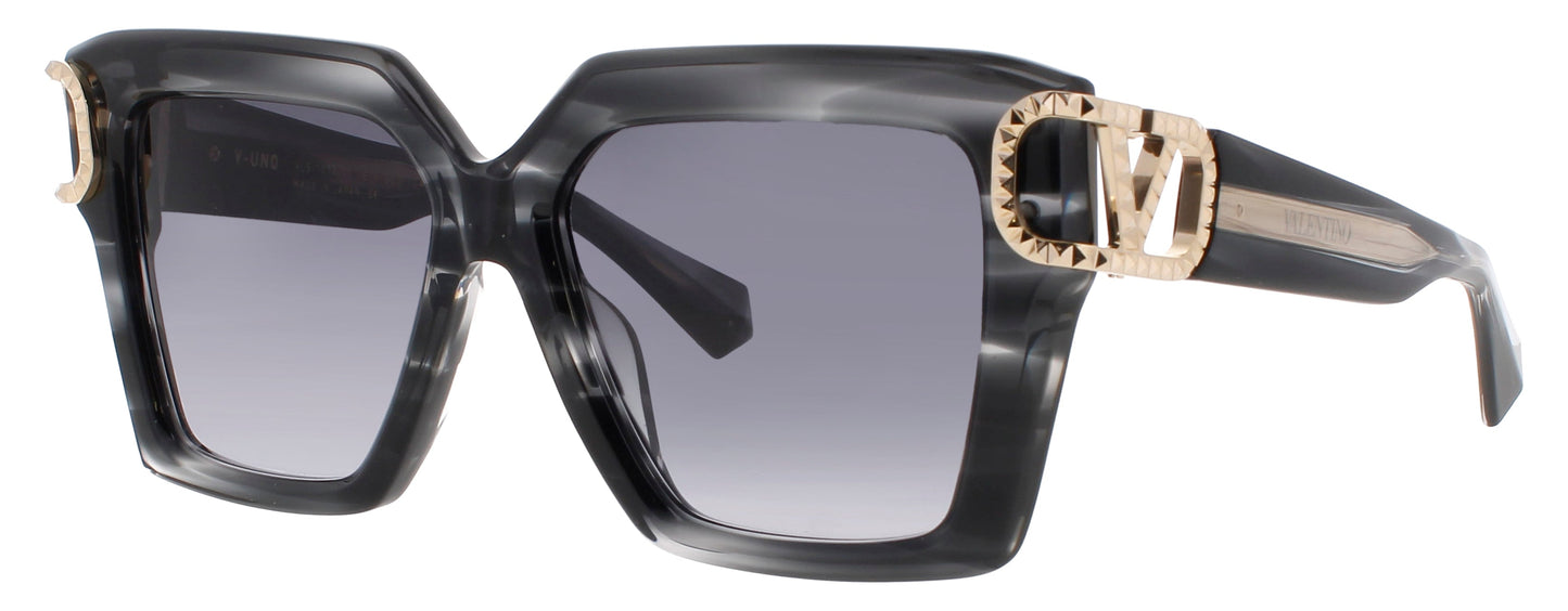 VALENTINO V-UNO-VLS Frame TRANSLUCENT BLACK SWIRL/GOLD Lens GREY GRADIENT