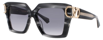 VALENTINO V-UNO-VLS Frame TRANSLUCENT BLACK SWIRL/GOLD Lens GREY GRADIENT