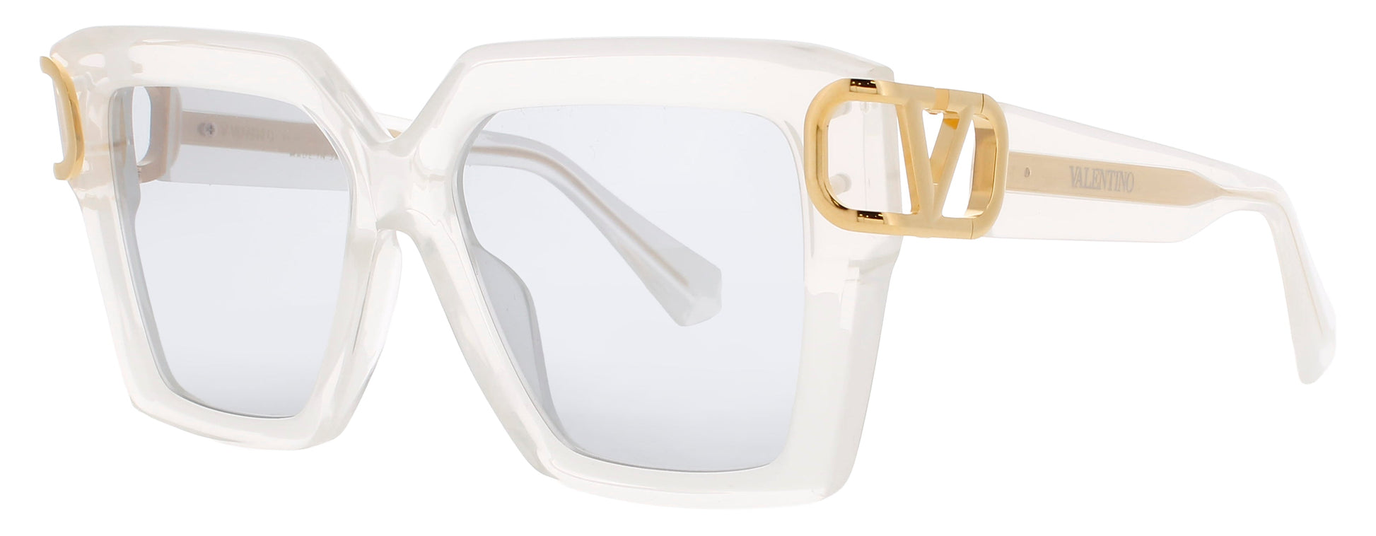 VALENTINO V-UNO-VLS Frame TRANSLUCENT IVORY/GOLD Lens GREY MIRROR