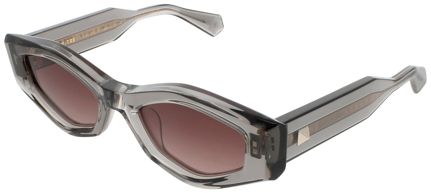 VALENTINO V-TRE Frame TRANSLUCENT GREY/WHITE GOLD Lens DARK ROSE GRADIENT