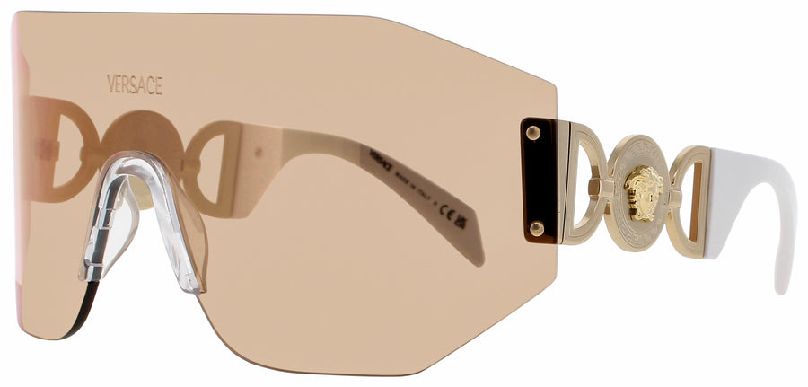 VERSACE 0VE2258 Frame GOLD/WHITE Lens BROWN GOLD FLASH