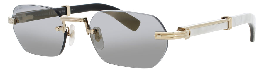 CARTIER CT0362S Frame  GOLD / WHITE HORN Lens SMOKE GOLD MIRROR