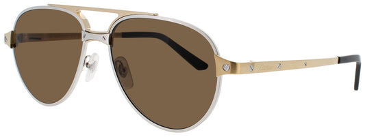 CARTIER CT0476S Frame SILVER Lens BROWN POLARIZED