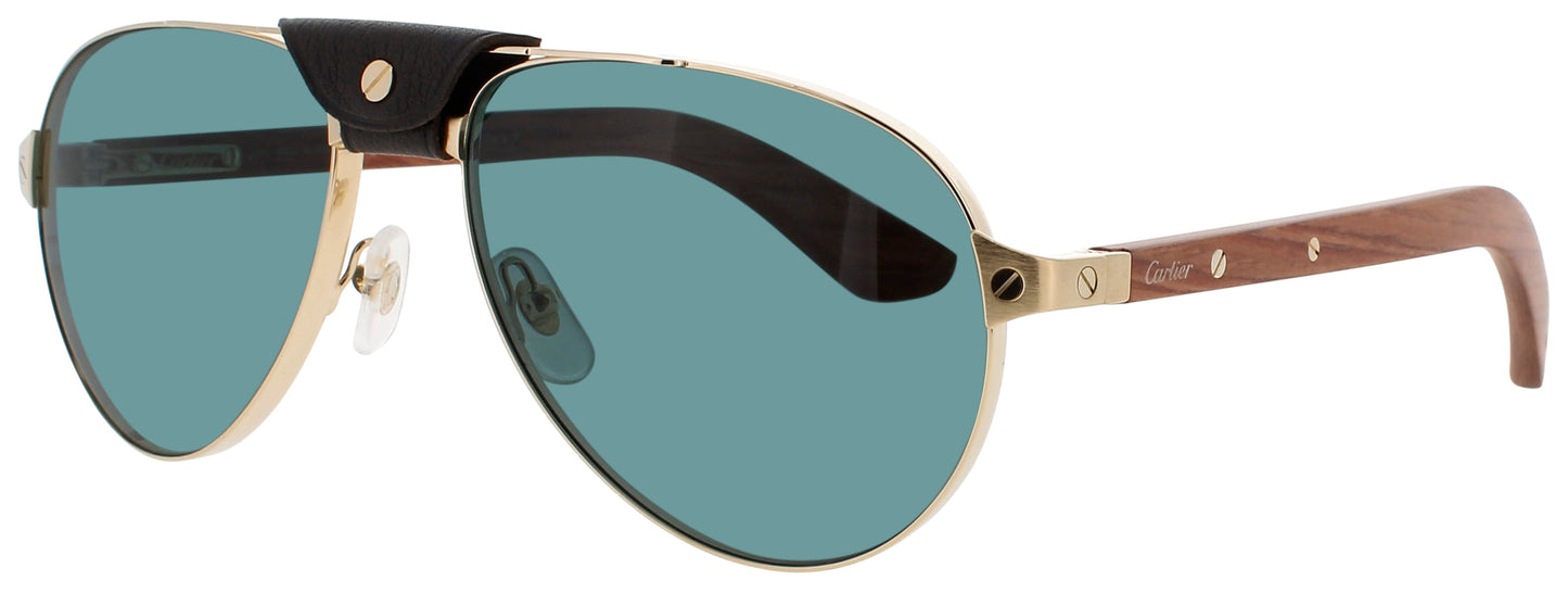 CARTIER CT0495S Frame GOLD Lens GREEN POLARIZED