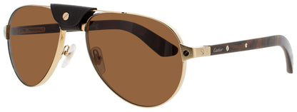 CARTIER CT0495S Frame GOLD Lens BROWN POLARIZED
