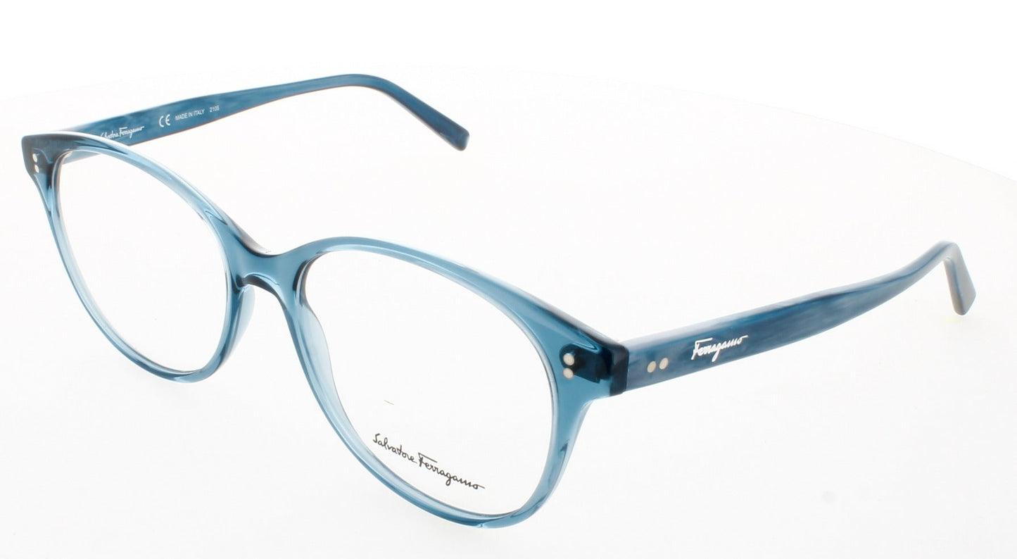 SALVATORE FERRAGAMO SF2911-431-53 Frame Trasparent Azure, Blue Marble Lens DEMO