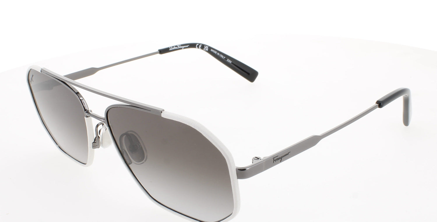 SALVATORE FERRAGAMO SF303SL Frame DARK RUTHENIUM/WHITE Lens GREY GRADIENT