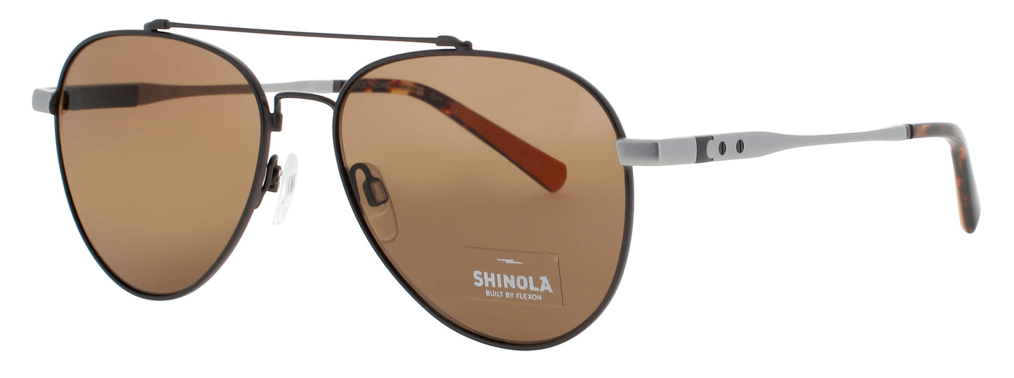 FLEXON SHINOLA SH2101S Frame GUNMETAL/SILVER Lens BROWN