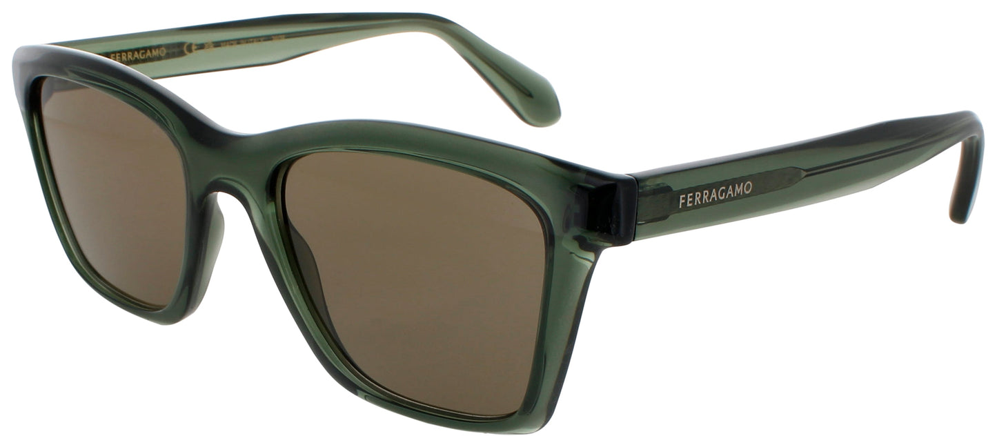 SALVATORE FERRAGAMO SF2001S Frame TRANSPARENT GREEN Lens BROWN