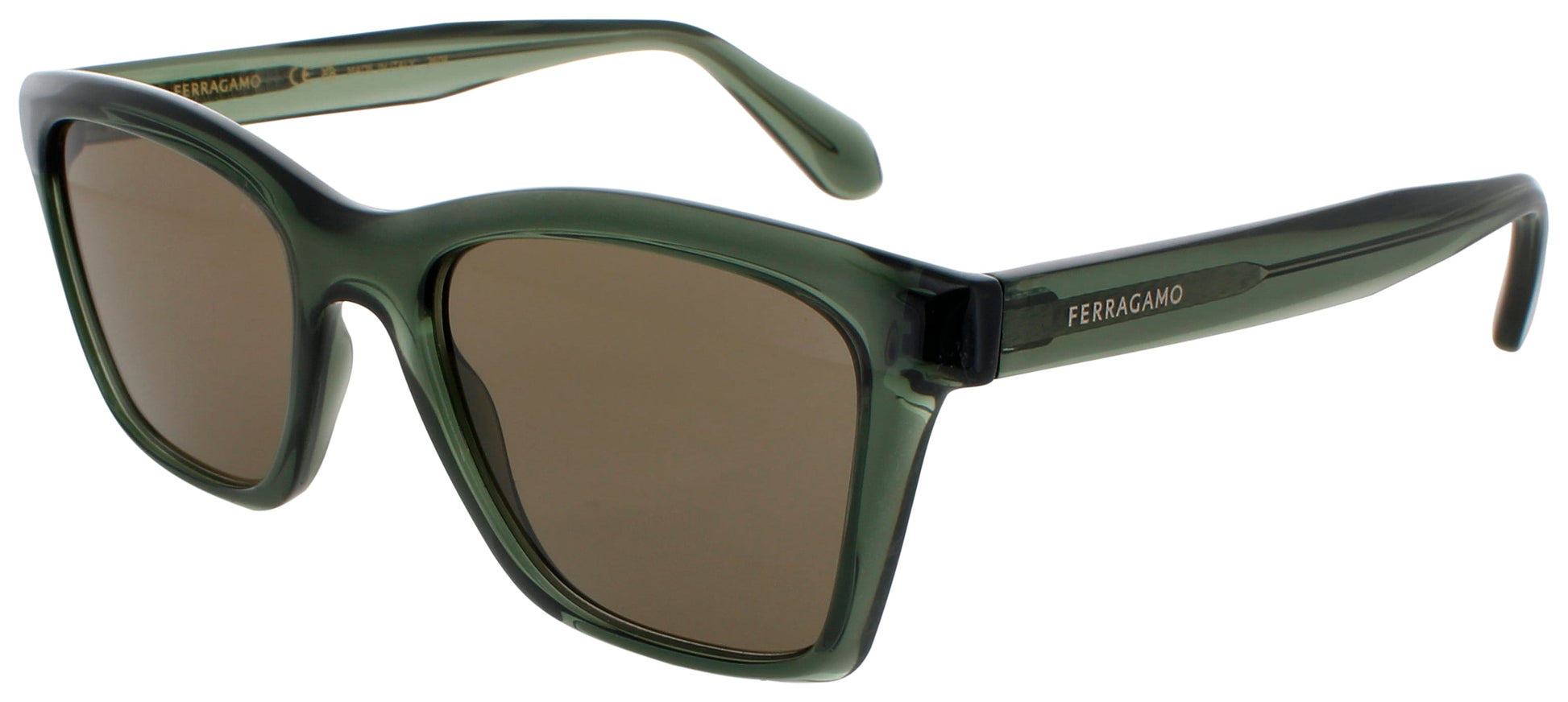 SALVATORE FERRAGAMO SF2001S Frame TRANSPARENT GREEN Lens BROWN