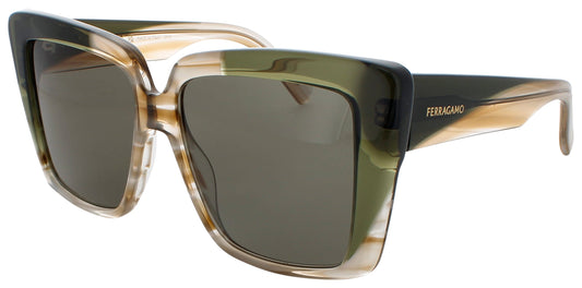 SALVATORE FERRAGAMO SF1060SN Frame STRIPED HONEY Lens GREEN