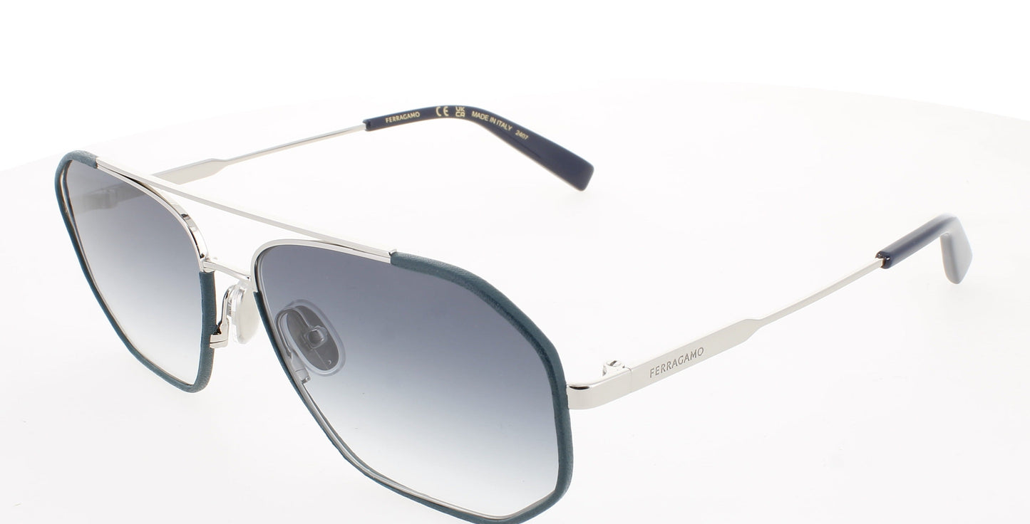 SALVATORE FERRAGAMO SF303SLN Frame SILVER/OCTANE BLUE Lens BLUE GRADIENT