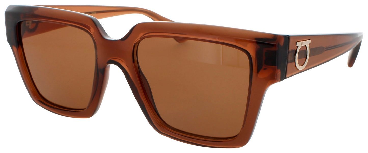 SALVATORE FERRAGAMO SF2014S Frame TRANSPARENT BROWN Lens BROWN
