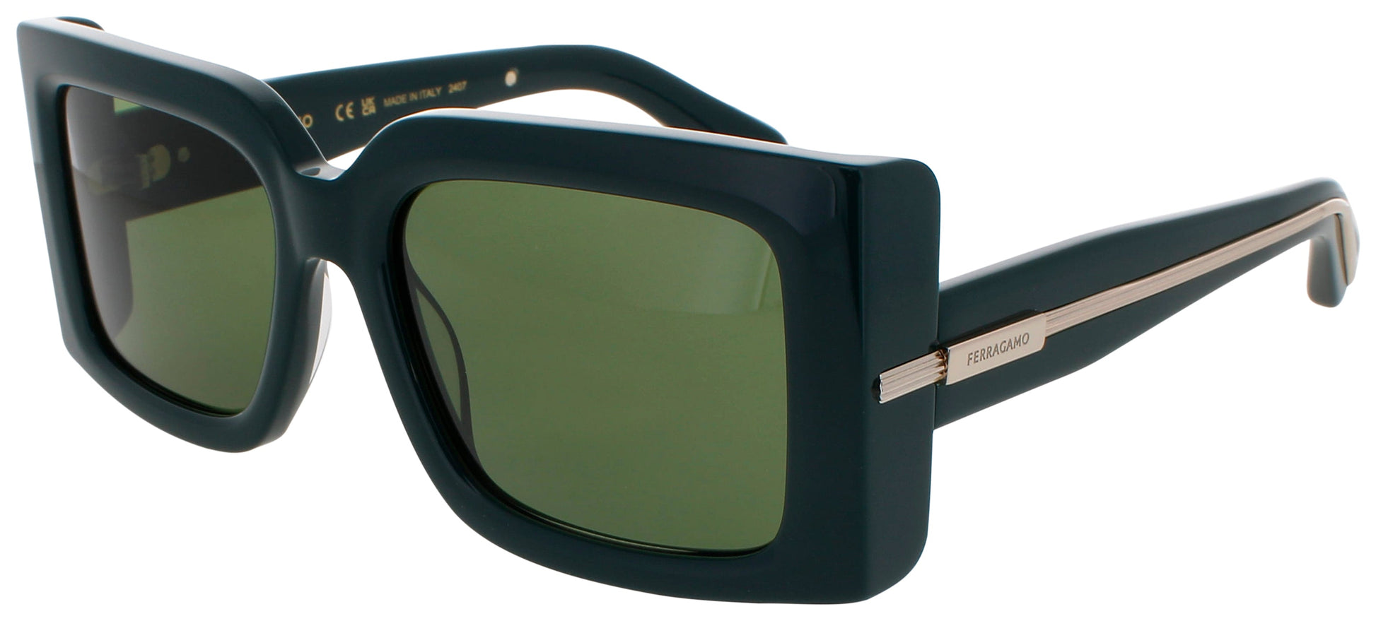 SALVATORE FERRAGAMO SF2032S Frame DARK GREEN Lens GREEN