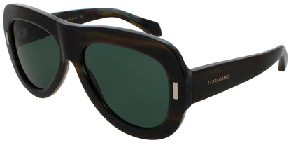 SALVATORE FERRAGAMO SF2029SE Frame STRIPED BROWN Lens GREEN
