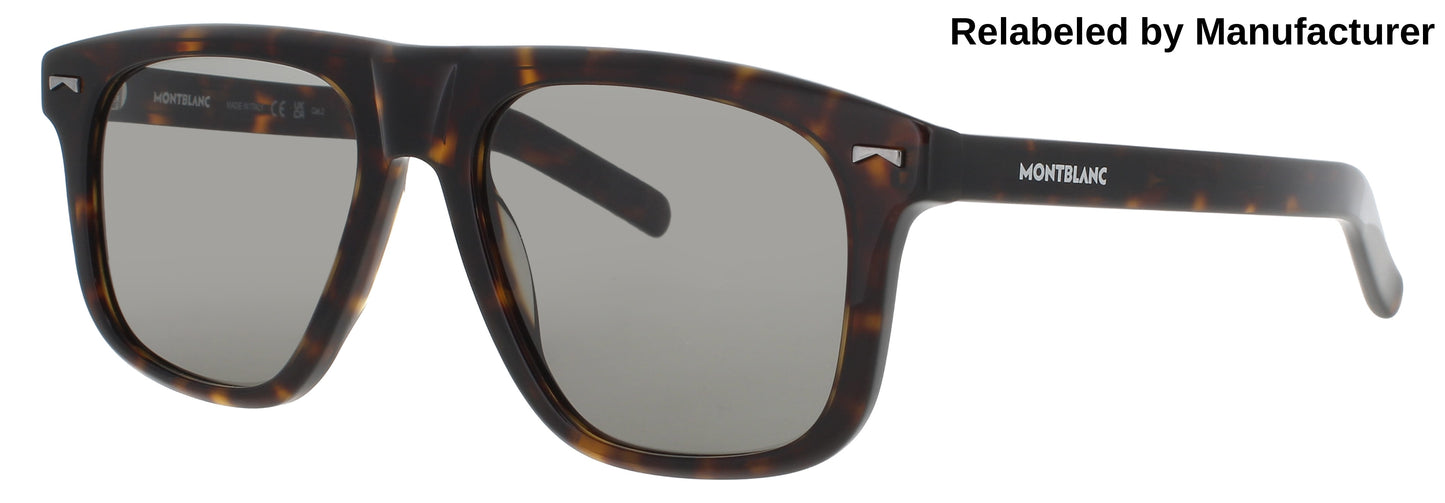 MONTBLANC MB0227S Frame HAVANA Lens GREEN TINT