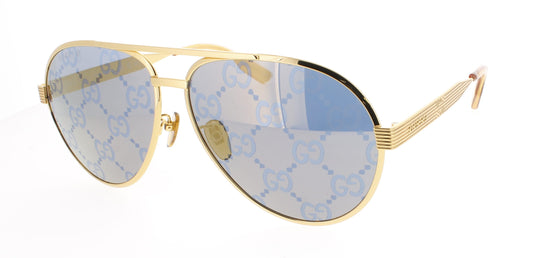 GUCCI GG1513S Frame GOLD Lens BLUE LOGO MIRROR