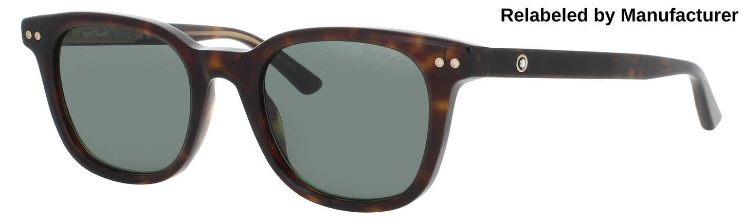 MONTBLANC MB0320S Frame HAVANA Lens GREEN TINT