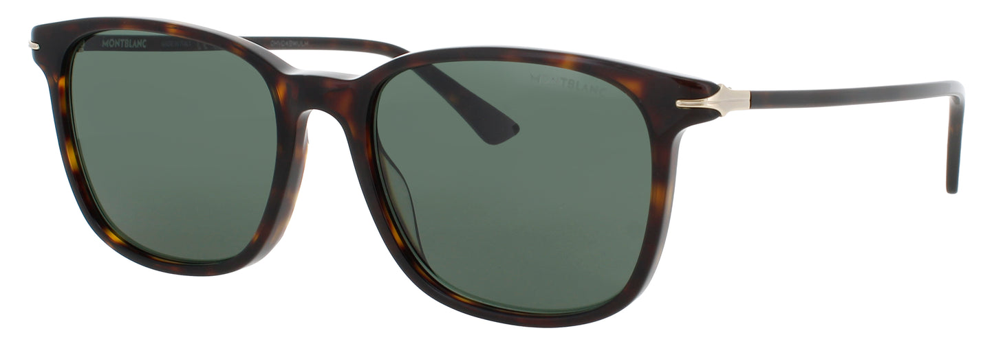 MONTBLANC MB0338S Frame HAVANA Lens GREEN TINT