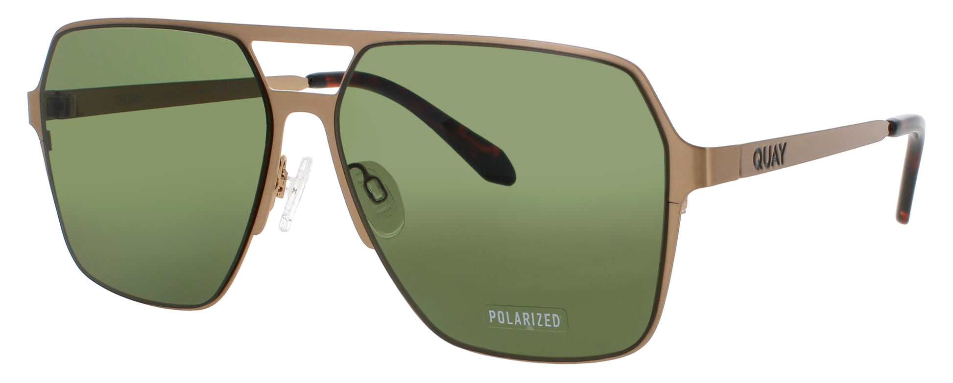 QUAY BACKSTAGE PASS Frame GOLD / TORTOISE Lens GREEN POLARIZED