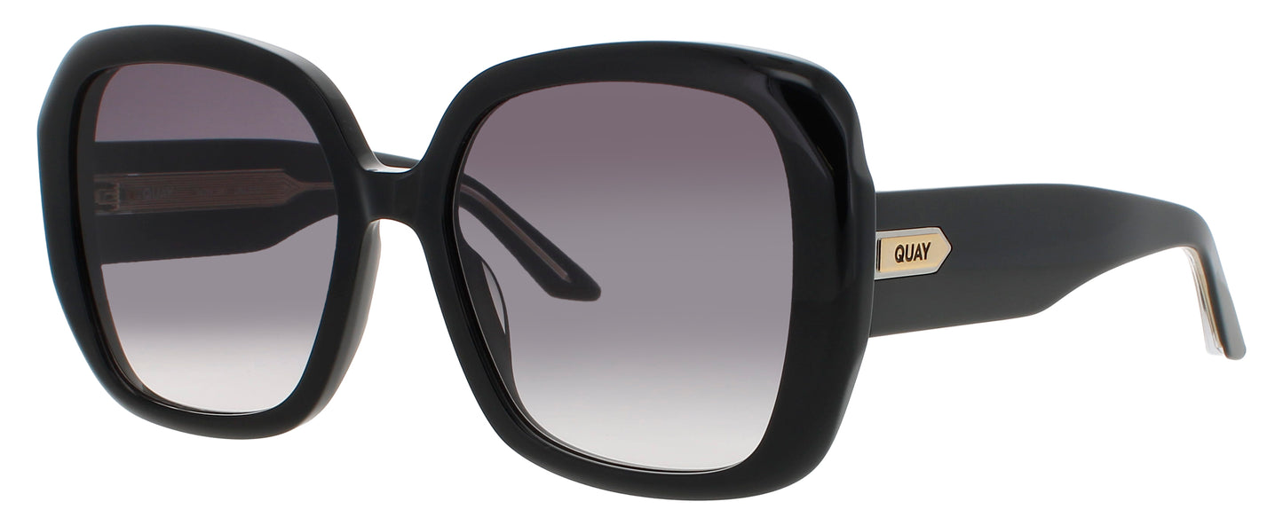 QUAY FULL GLAM Frame SHINY BLACK / GOLD Lens GREY GRADIENT
