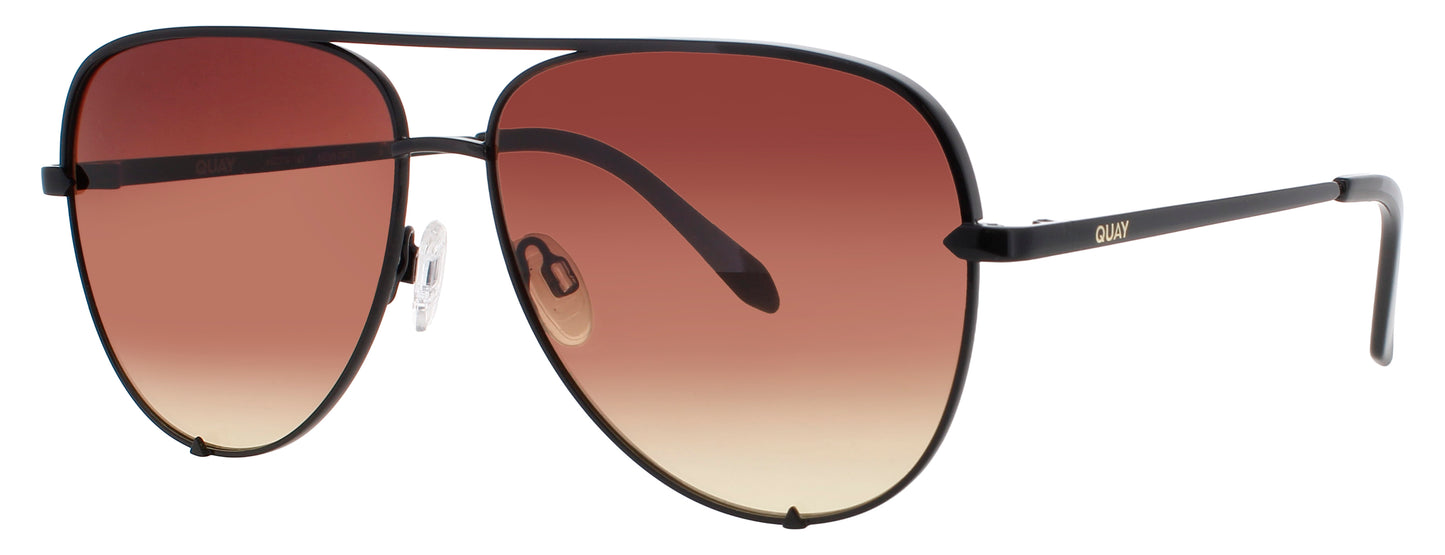 QUAY HIGH KEY EXTRA LARGE Frame BLACK Lens BROWN/YELLOW