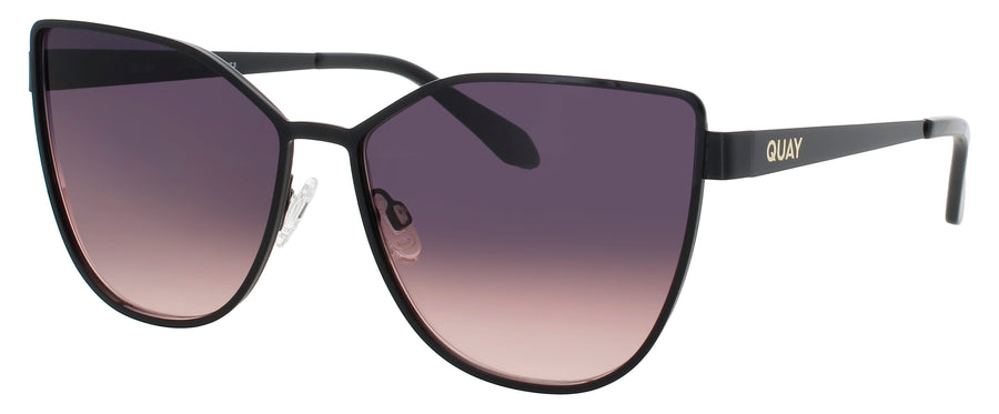 QUAY IN PURSUIT Frame BLACK Lens BLACK TO PINK GRADIENT