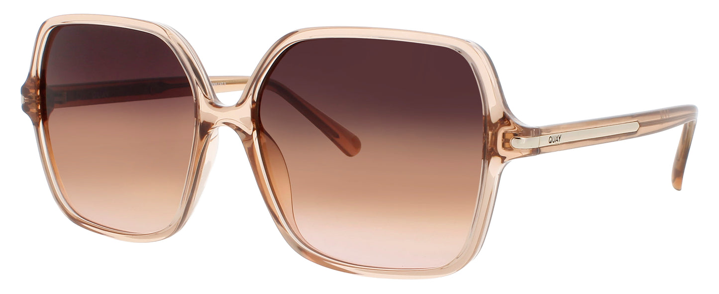 QUAY PRESS TOUR Frame CRYSTAL NUDE / GOLD Lens DARK BROWN TO HONEY GRADIENT