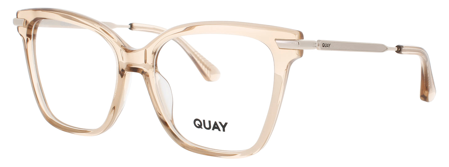 QUAY TELL ALL RX Frame CRYSTAL NUDE / GOLD Lens DEMO