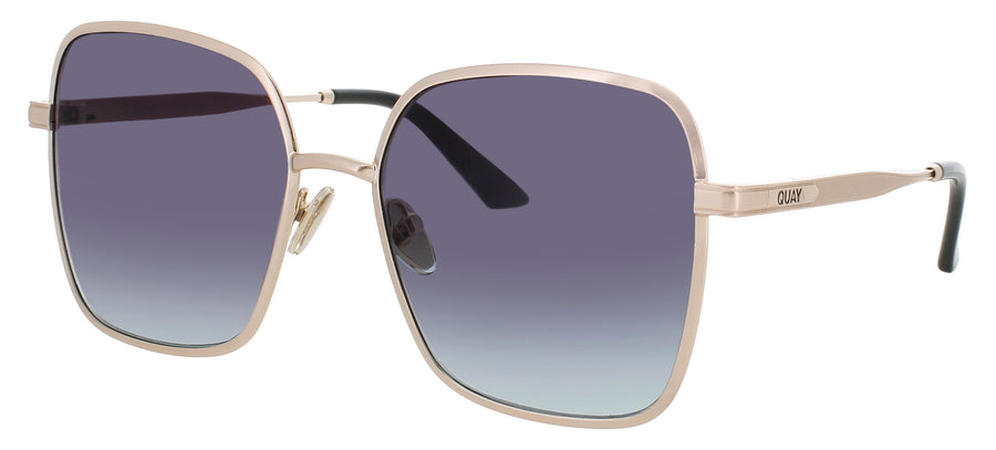 QUAY 5TH AVE Frame BRUSHED GOLD Lens BLACK TO AQUA GRADIENT