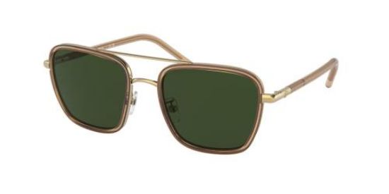 TORY BURCH 6090 Frame Shiny Gold Transparent Camel Lens Dark Green