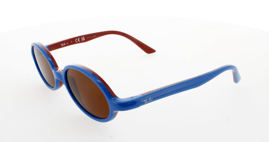 RAY BAN 0RJ9145S Frame BLUE ON RUBBER RED Lens BROWN