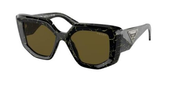 PRADA 14ZSF Frame Black Yellow Marble Lens Dark Brown